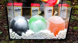 Experiment: Coca-Cola, Mirinda, Sprite and Mentos in Aquarium