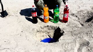 Experiment: Cola, Fanta, Sprite, Mirinda and Mentos in Hole Underground