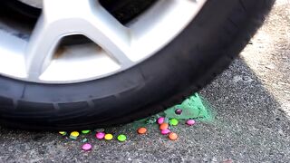 Crushing Crunchy & Soft Things by Car! Experiment: Car vs Water Colorful Gloves
