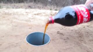 Experiment: Coca-Cola vs Pepsi vs Mentos in Hole Undeground I Black Super Reaction