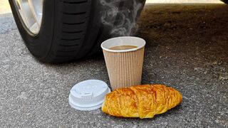 Car vs Coffee and Croissant - Crushing Crunchy & Soft Things by Car | Satisfying ASMR Video