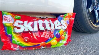 Crushing Crunchy and Soft Things by Car! Experiment: Car vs Skittles Ice Cream Mirinda Balloons