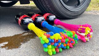 Crushing Crunchy and Soft Things by Car! Experiment: Car COKE COLOR BALLOONS