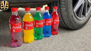Experiment Car vs Coca Cola Bottle, Rainbow Water | Crushing Crunchy & Soft Things by Car | EvE