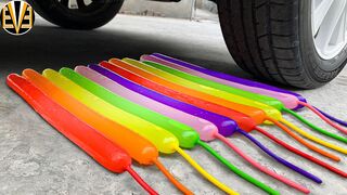 Experiment Car vs Rainbow Long Balloons | Crushing Crunchy & Soft Things by Car | EvE