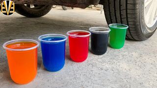 Experiment Car vs Rainbow Water With Plastic Cups | Crushing Crunchy & Soft Things by Car | EvE