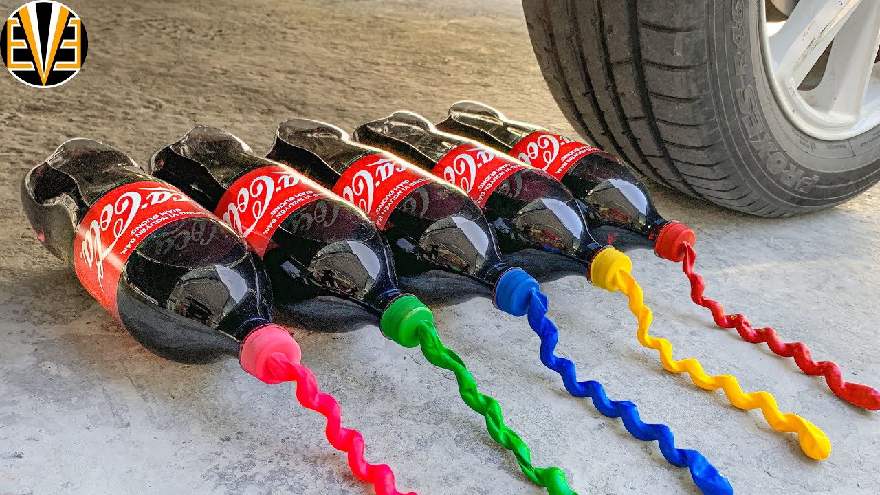Experiment Car vs Coca Cola vs Rainbow Balloons | Crushing Crunchy