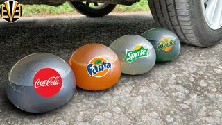 Experiment Car vs Coca Cola, Mirinda, Sprite, Balloons | Crushing Crunchy & Soft Things by Car | EvE