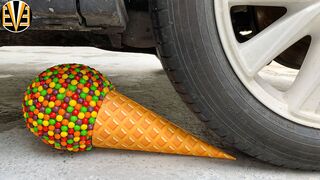 Experiment Car vs M&M Candy, Mirinda Balloons | Crushing Crunchy & Soft Things by Car | EvE