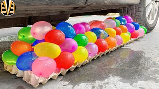 Experiment Car vs Water in Color Balloons | Crushing Crunchy & Soft Things by Car | EvE