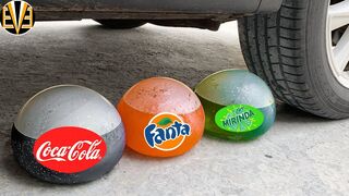 15 Experiment Car vs Balloon with Fanta, Cola, Mirinda | Crushing Crunchy & Soft Things by Car | EvE