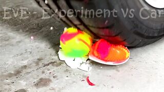 Experiment Car vs Rainbow Water Balloons | Crushing Crunchy & Soft Things by Car | EvE
