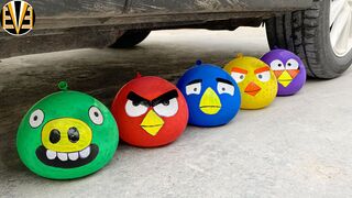 Experiment Car vs Angry Birds Water Balloons | Crushing Crunchy & Soft Things by Car | EvE