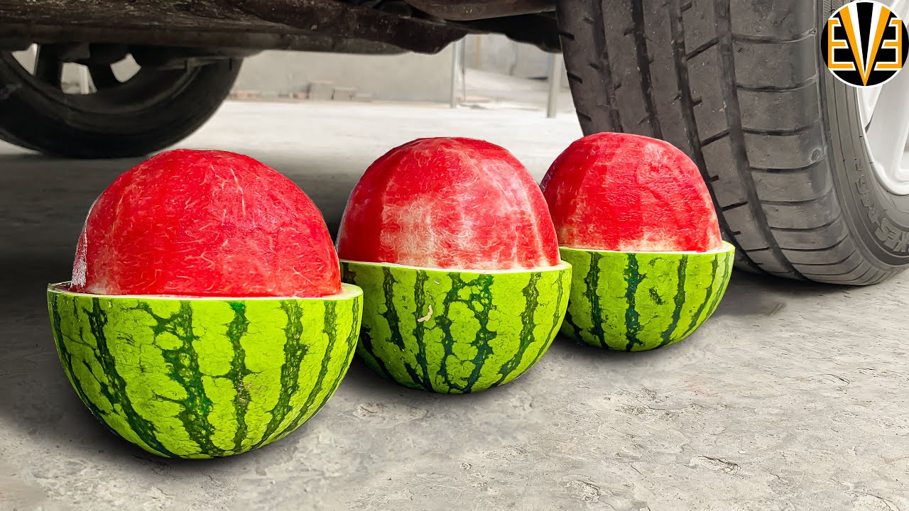 Experiment Car vs Red Watermelon | Crushing Crunchy & Soft Things by