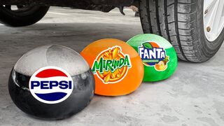 Experiment Car vs Pepsi, Mirinda, Fanta in Balloons | Crushing Crunchy & Soft Things by Car | EvE
