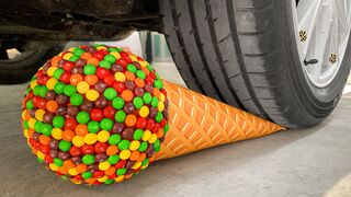 Experiment Car vs M&M Candy Icream | Crushing Crunchy & Soft Things by Car | EvE