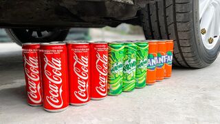 Experiment Car vs Fanta, Mirinda, Coca Cans | Crushing Crunchy & Soft Things by Car | EvE