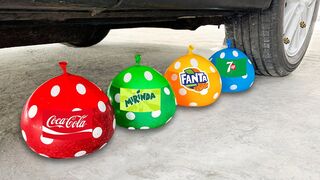 Experiment Car vs Fanta, Mirinda, Coca Coca Balloons | Crushing Crunchy & Soft Things by Car | EvE