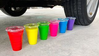 Experiment Car vs Rainbow Water vs Plastic Cup | Crushing Crunchy & Soft Things by Car | EvE