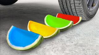 Experiment Car vs Watermelon & Rainbow Jellys | Crushing Crunchy & Soft Things by Car | EvE