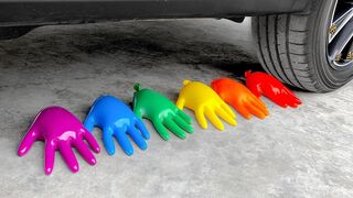 Experiment Car vs Rainbow Glove | Crushing Crunchy & Soft Things by Car | EvE