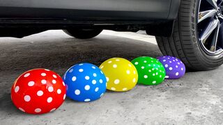 Experiment Car vs Rainbow Polka Dots Balloons | Crushing Crunchy & Soft Things by Car | EvE