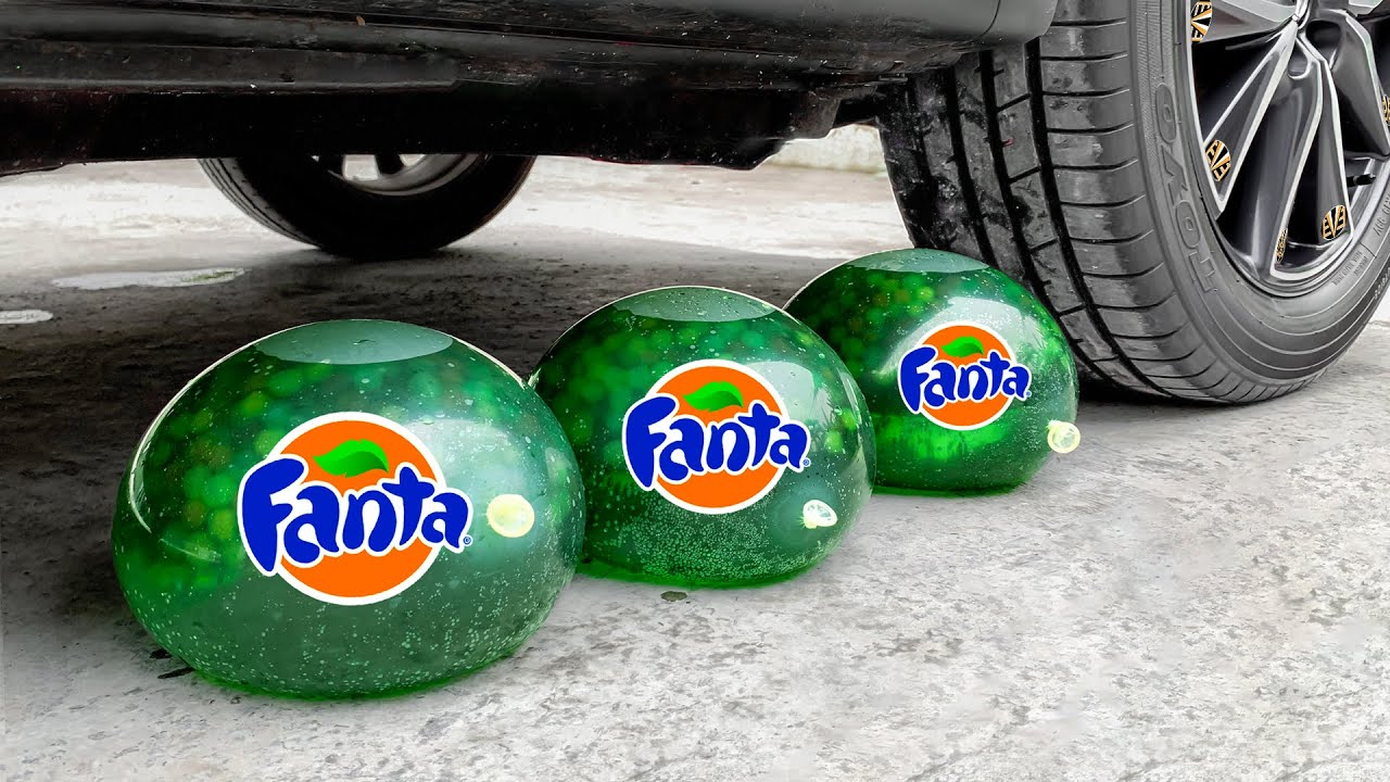 Experiment Car vs Fanta in Balloons Crushing Crunchy & Soft Things by