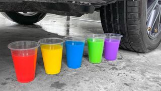 Experiment Car vs Rainbow Water in Plastic Cup | Crushing Crunchy & Soft Things by Car