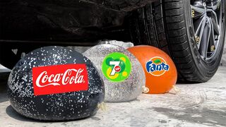 Experiment Car vs Coca Cola, 7Up, Fanta in Condom | Crushing Crunchy & Soft Things by Car | EvE