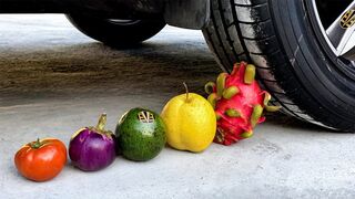 Crushing Crunchy & Soft Things by Car | Experiment Car vs Fruits | EvE
