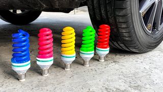 Crushing Crunchy And Soft Things by Car | Experiment Car vs Color Light Bulb | EvE