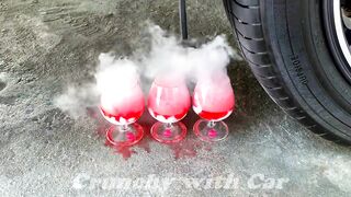 Experiment Car vs Water in Glass | Crushing Crunchy & Soft Things by Car | EvE