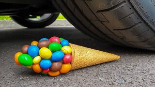 EXPERIMENT: COLORFUL CANDY ICE CREAM VS CAR - Crushing Crunchy & Soft Things by Car!