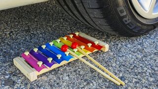 Crushing Crunchy & Soft Things by Car! - EXPERIMENT: RAINBOW XYLOPHONE VS CAR