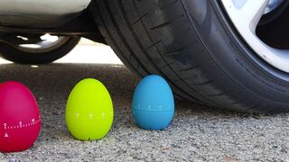 Crushing Crunchy & Soft Things by Car! - EXPERIMENT: COLOR EGGS VS CAR