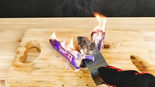 EXPERIMENT Glowing 1000 degree KNIFE VS TOILET PAPER !! - EXPERIMENT AT HOME