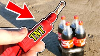 LOOK WHAT HAPPENS WHEN YOU EXPLODE 4 COCA COLA BOTTLES!! - EXPERIMENT AT HOME