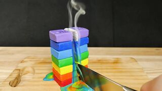 EXPERIMENT Glowing 1000 degree KNIFE VS PLAY DOH RAINBOW     -  EXPERIMENT AT HOME