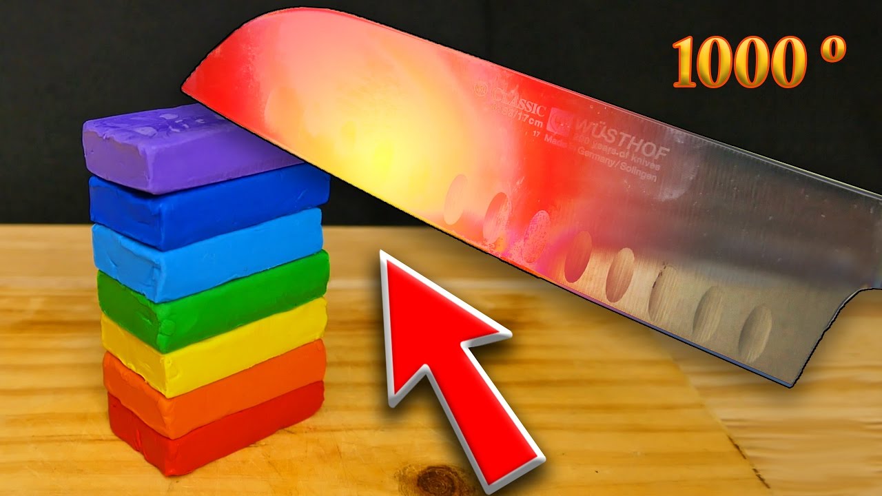 Эксперимент 1000. 500 градусов vs пластилина. experiment glowing 1000 degree knife vs the fool that.