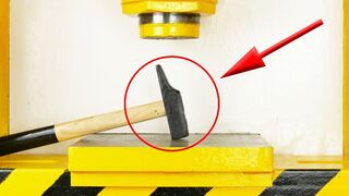 LOOK WHAT HAPPENED WHEN I CRUSHED A HAMMER WITH HYDRAULIC PRESS