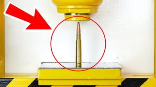 LOOK WHAT HAPPENS WHEN YOU CRUSH ANTI TANK BULLET WITH HYDRAULIC PRESS !!!  THE SMASHER SHOW