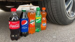 Experiment Car vs Coca cola, Pepsi, Fanta, Mirinda | Crushing Crunchy & Soft Things by Car | Car US