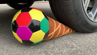 Experiment Car vs vs Soccer Ball Ice Cream | Crushing Crunchy & Soft Things by Car