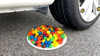 Experiment Car vs M&M Candy Plate | Crushing crunchy & soft things by Car | Experiment Car US