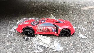 Crushing Crunchy & Soft Things by Car! Experiment Car vs Police Car, Spiderman Car & Fire Truck Toys