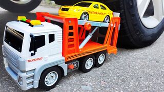 Crushing Crunchy & Soft Things by Car! Experiment Car vs Police Tow Truck & Trailer with Cars & ATV