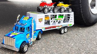 Crushing Crunchy & Soft Things by Car! Experiment Car vs Truck & Trailer with ATV, Police Car Toys