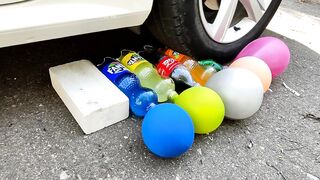 Crushing Crunchy & Soft Things by Car! EXPERIMENT: Car vs Coca Cola, Fanta, Mirinda Balloons 4K #2