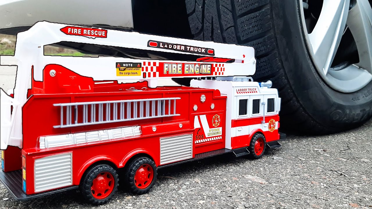 EXPERIMENT: Big Fire Truck Toy vs CAR. Crushing Crunchy & Soft Things