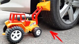 Experiment: Tractor Toy vs Car. Crushing Crunchy & Soft Things by Car